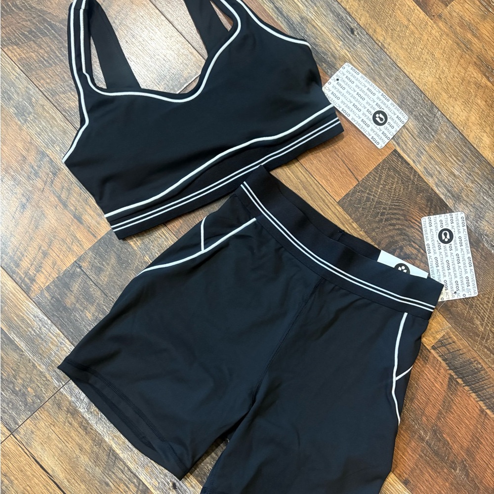 Black Sport Bralette and High-Waist Bike Shorts Set